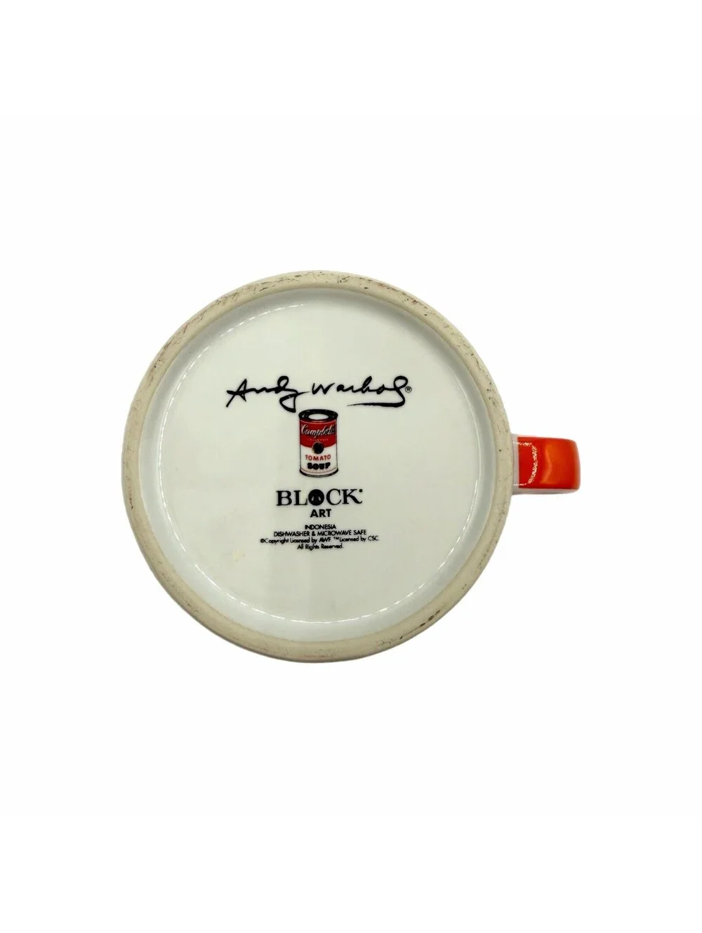 Block Art Andy Warhol Signature Edition Orange Tomato Rice Soup Can Coffee Mug